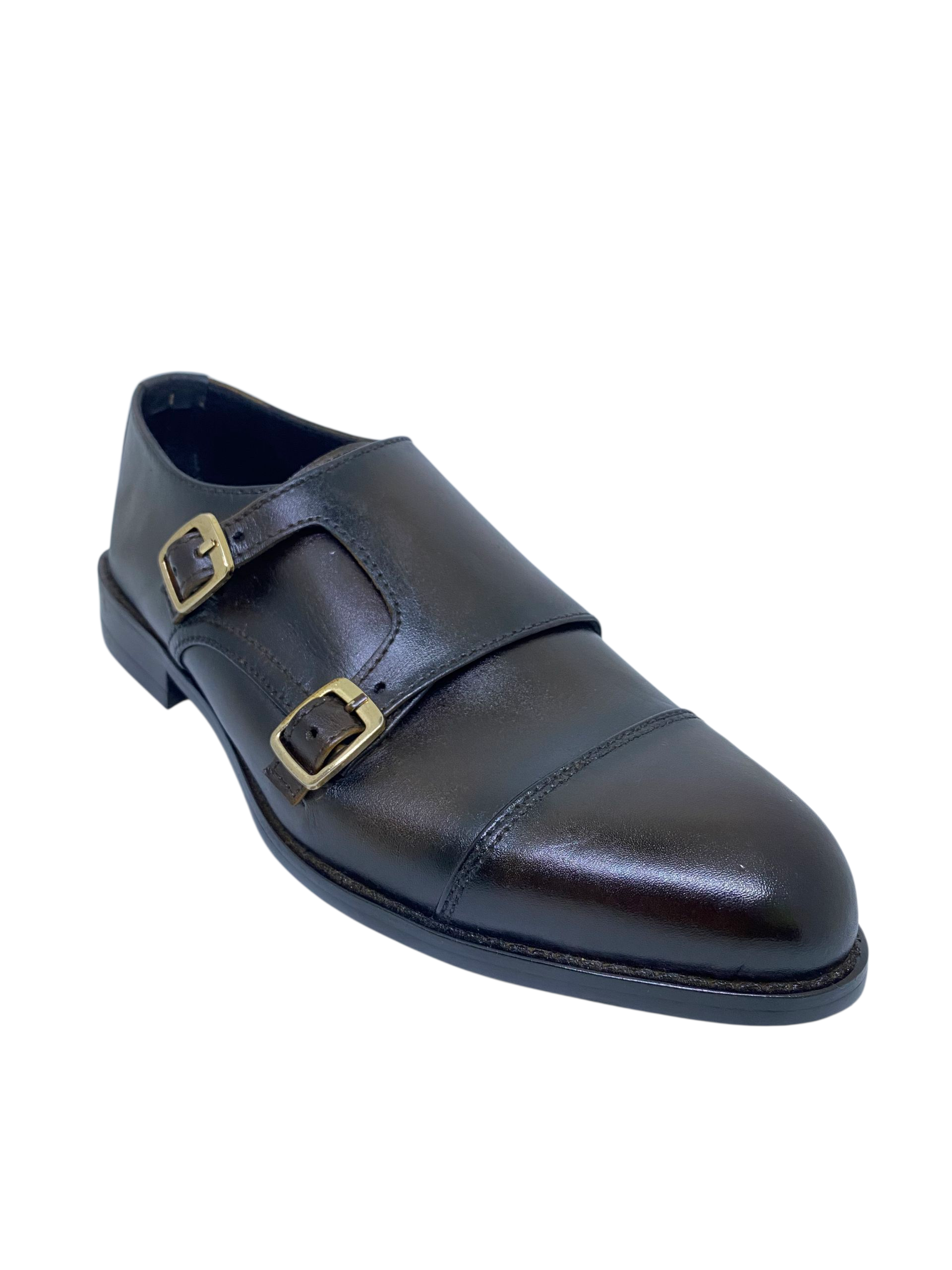 Dark Brown Leather Double Monk Strap Shoe