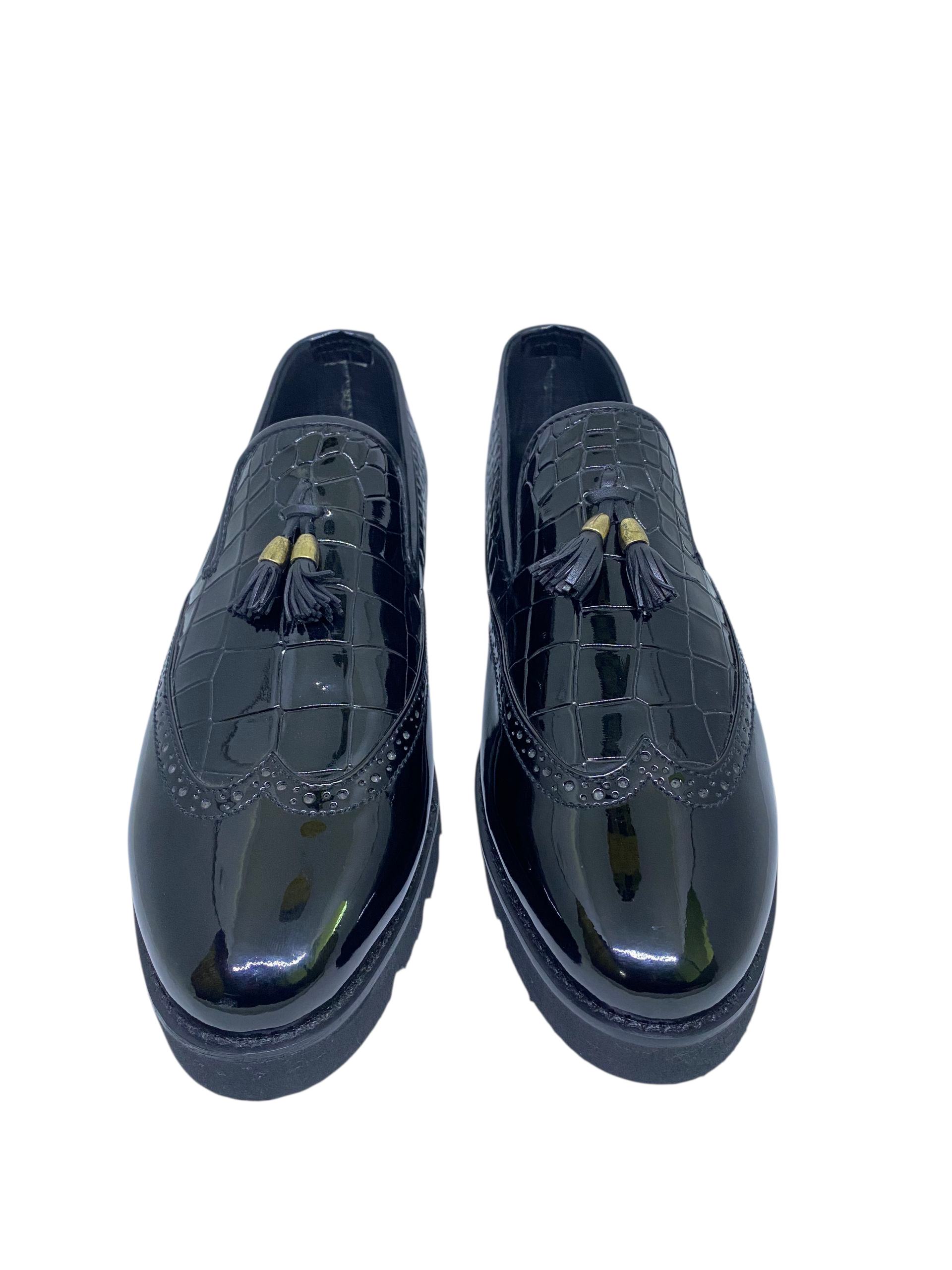 Classic Black Leather Tassel Loafers