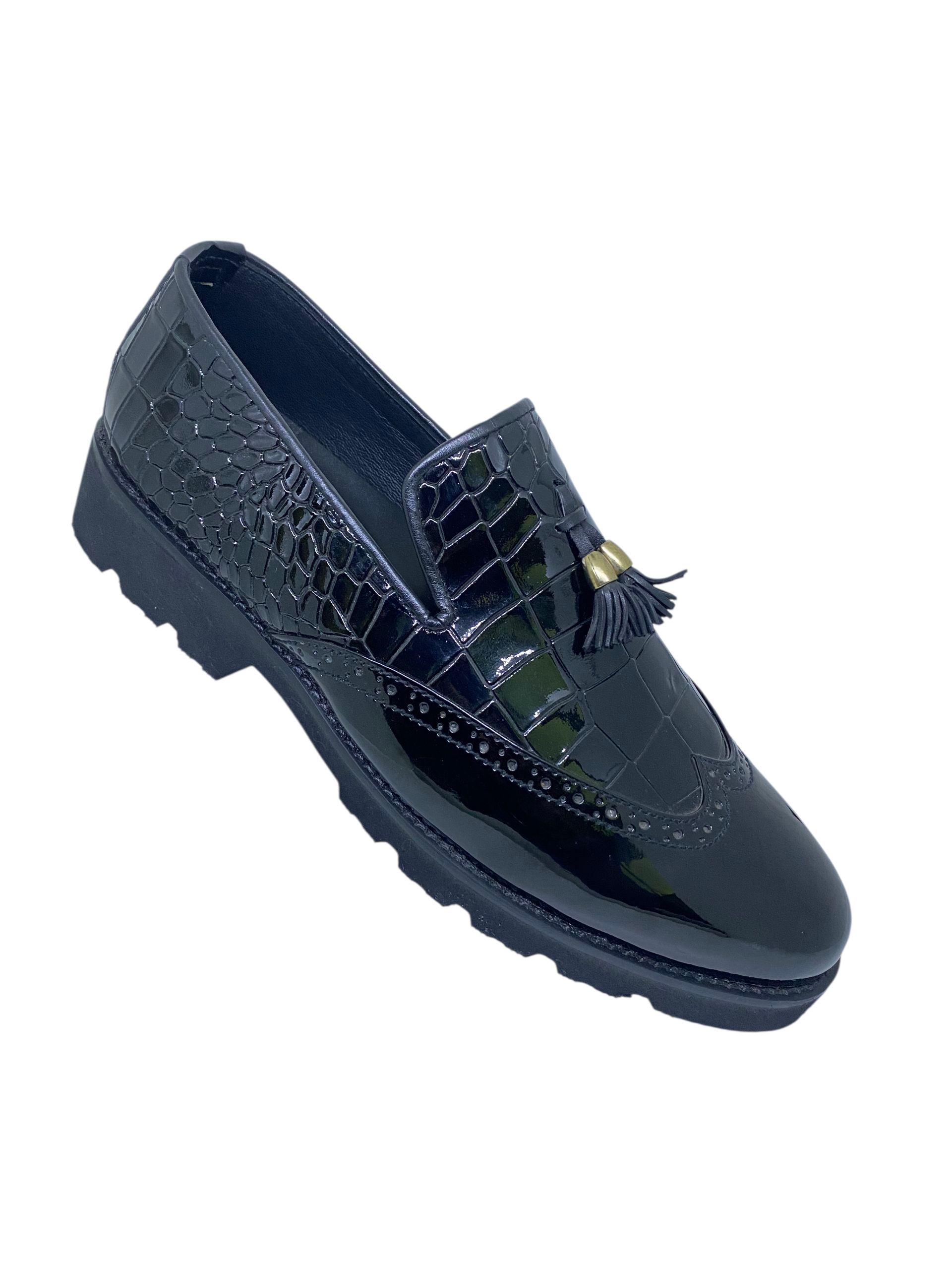 Classic Black Leather Tassel Loafers