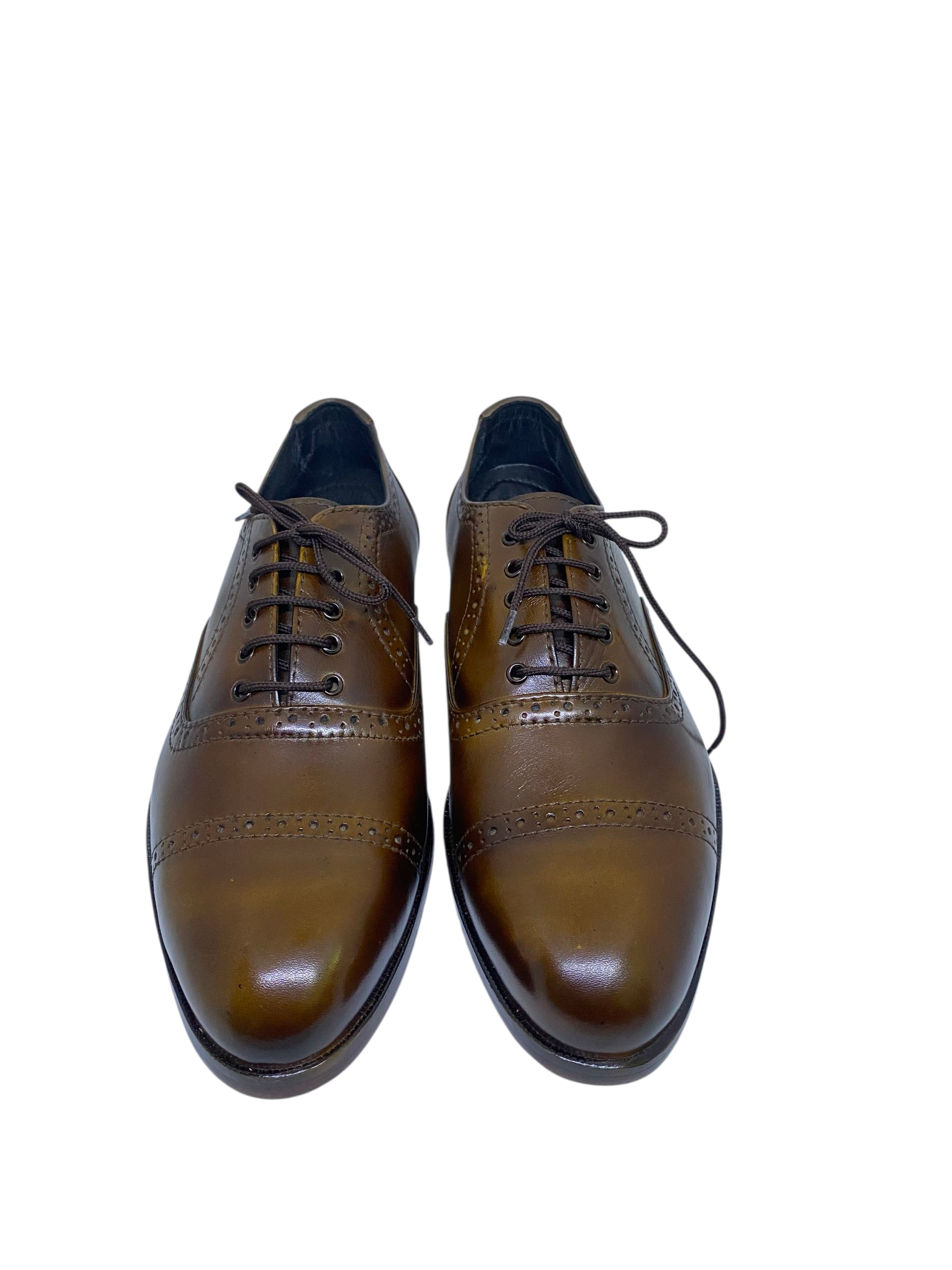 Brown Leather Cap Toe Formal Shoes