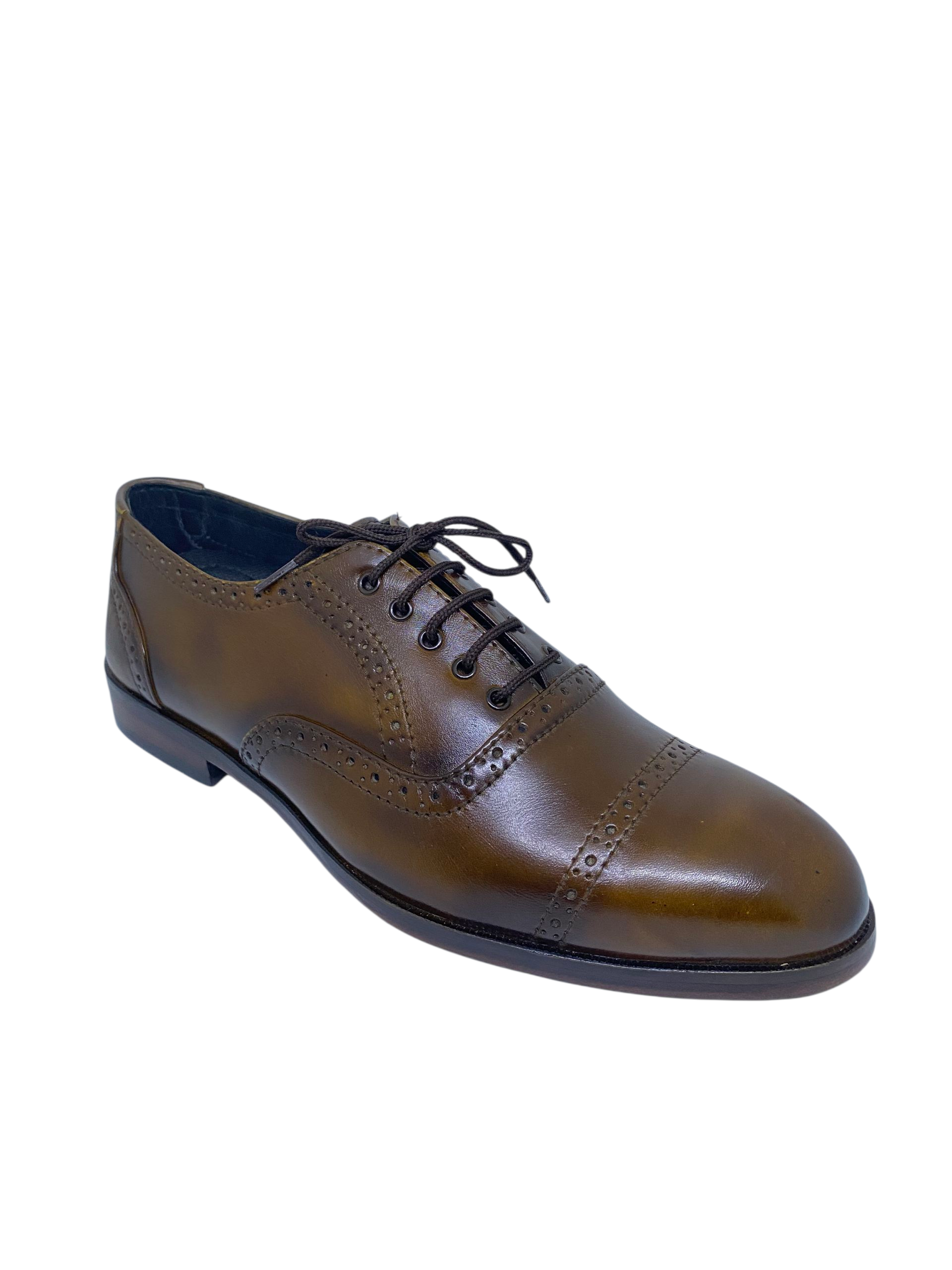 Brown Leather Cap Toe Formal Shoes