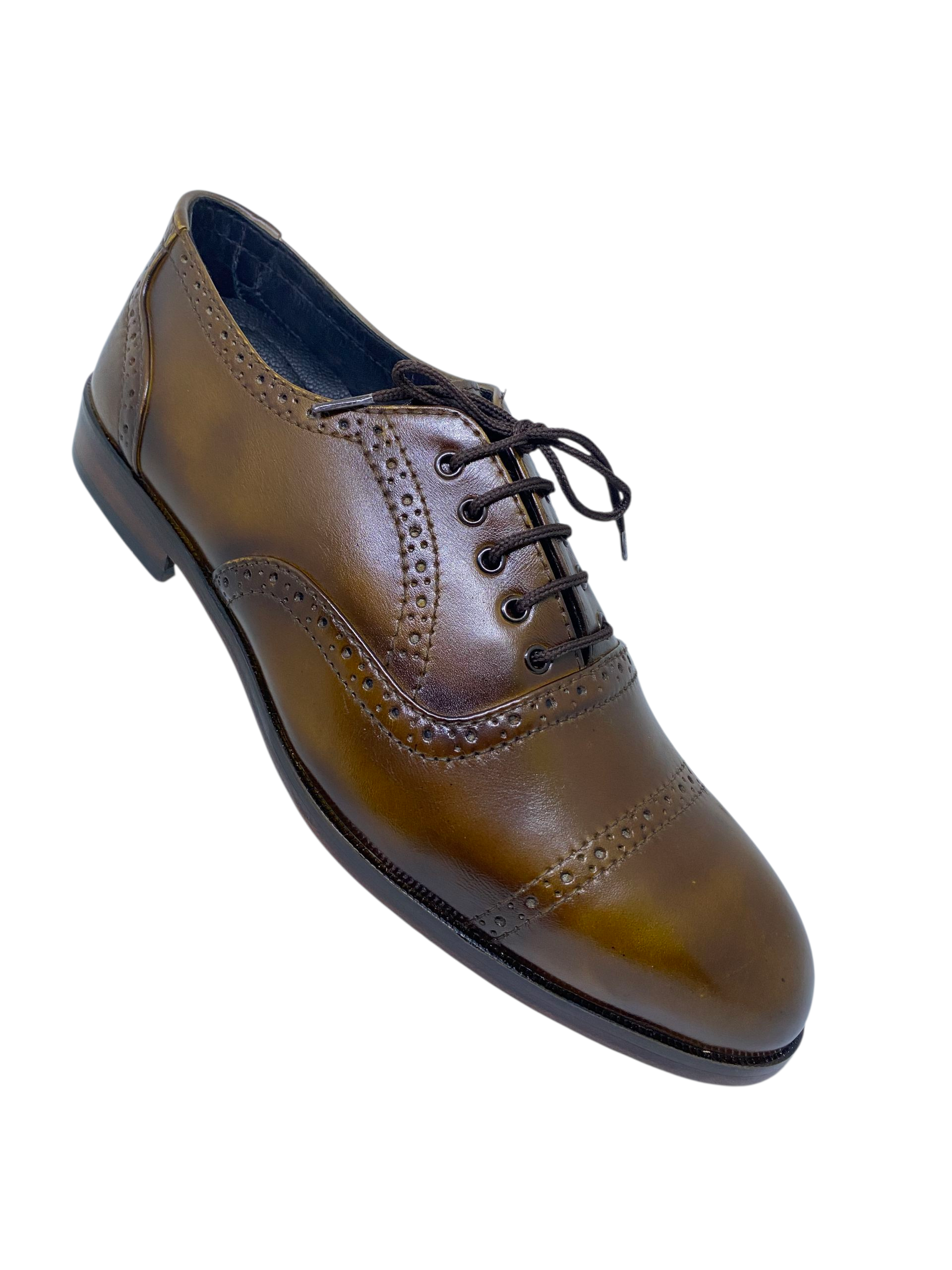 Brown Leather Cap Toe Formal Shoes