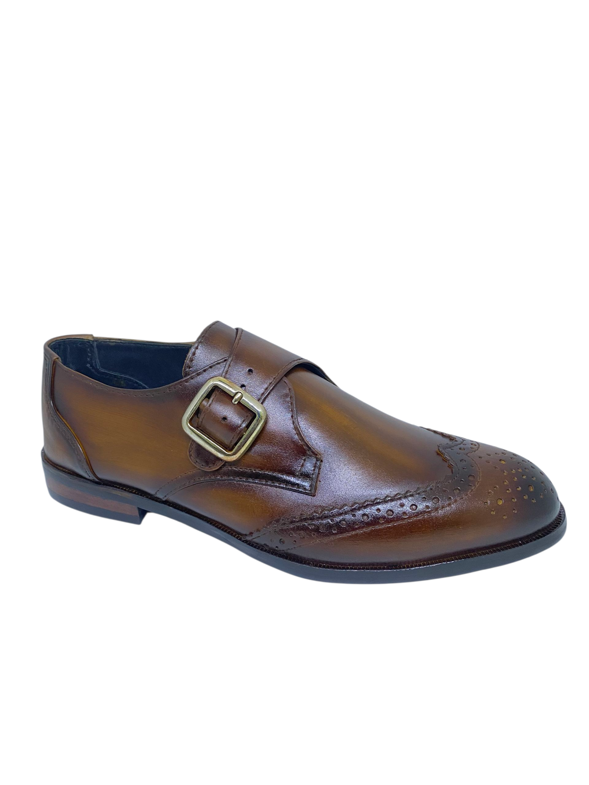Luxury Brown Single Monk Leather Brogues
