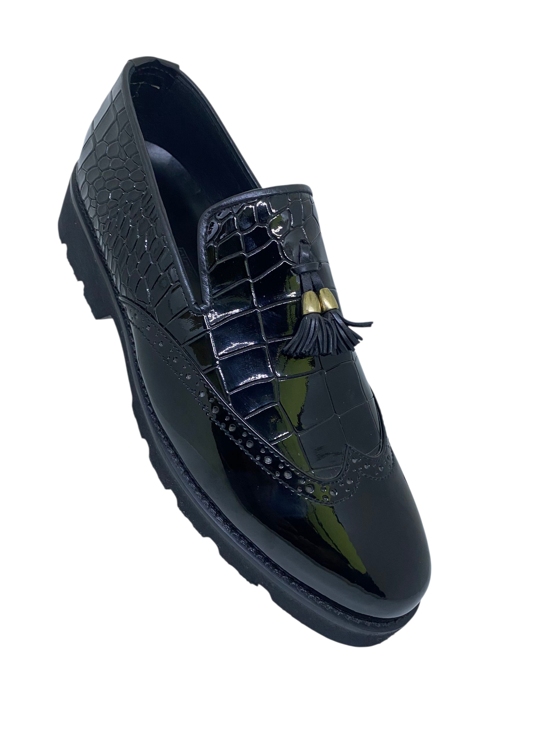 Classic Black Leather Tassel Loafers