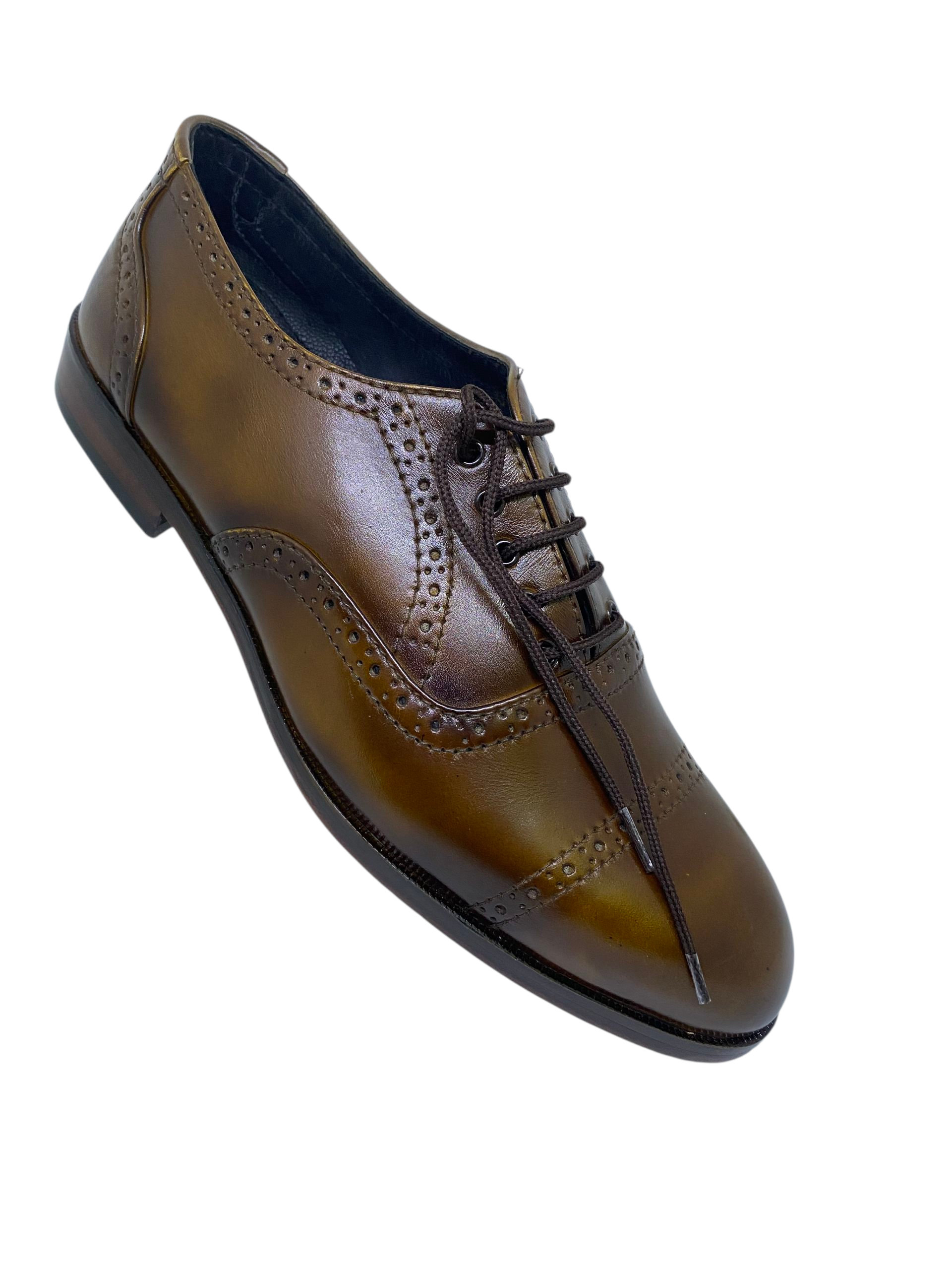 Brown Leather Cap Toe Formal Shoes