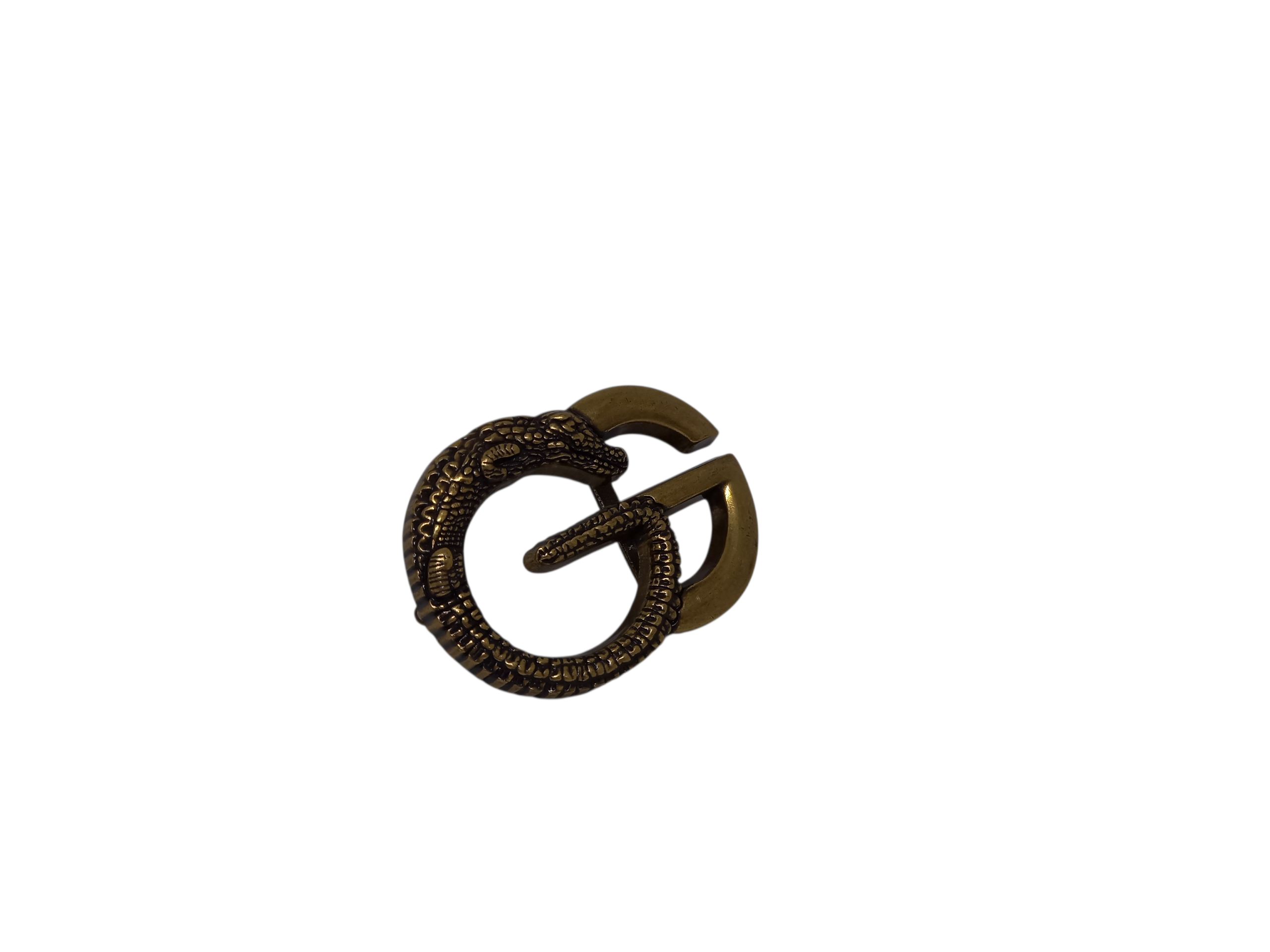 Gucci belt buckle integrated with snake motif