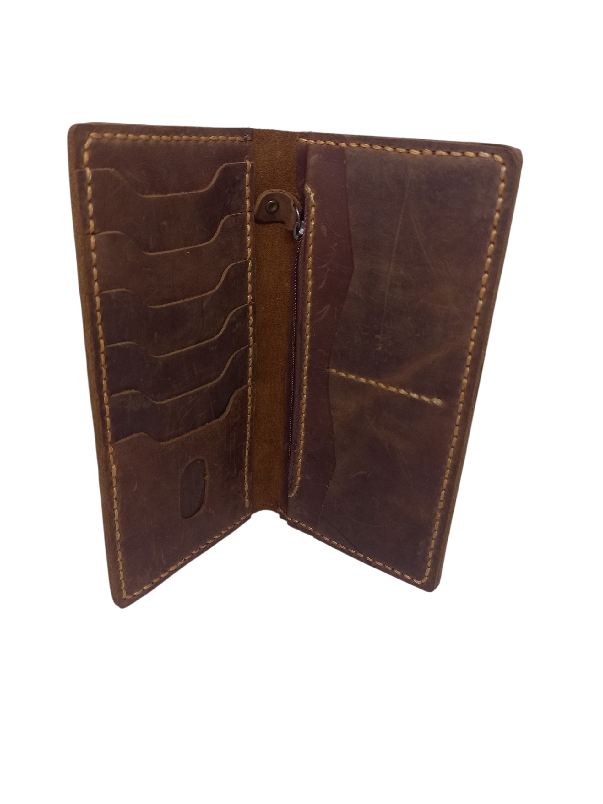 Brown Leather Long Wallet