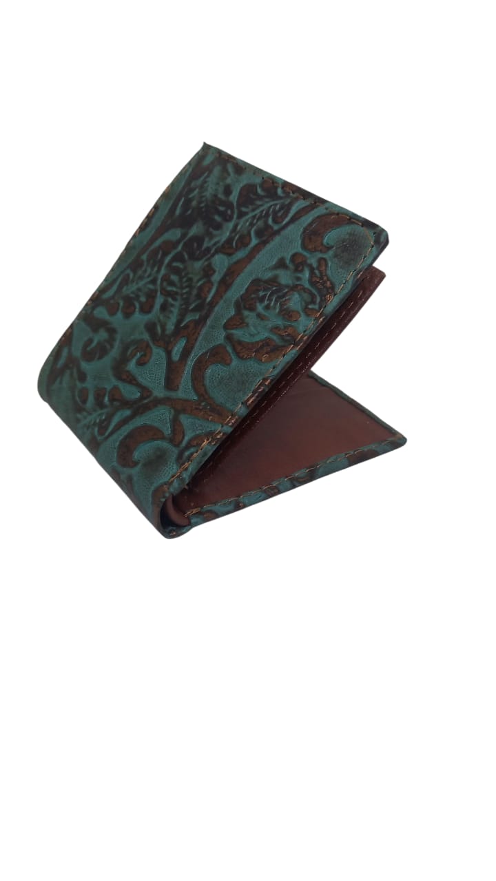 Floral embossed Leather bifold wallet