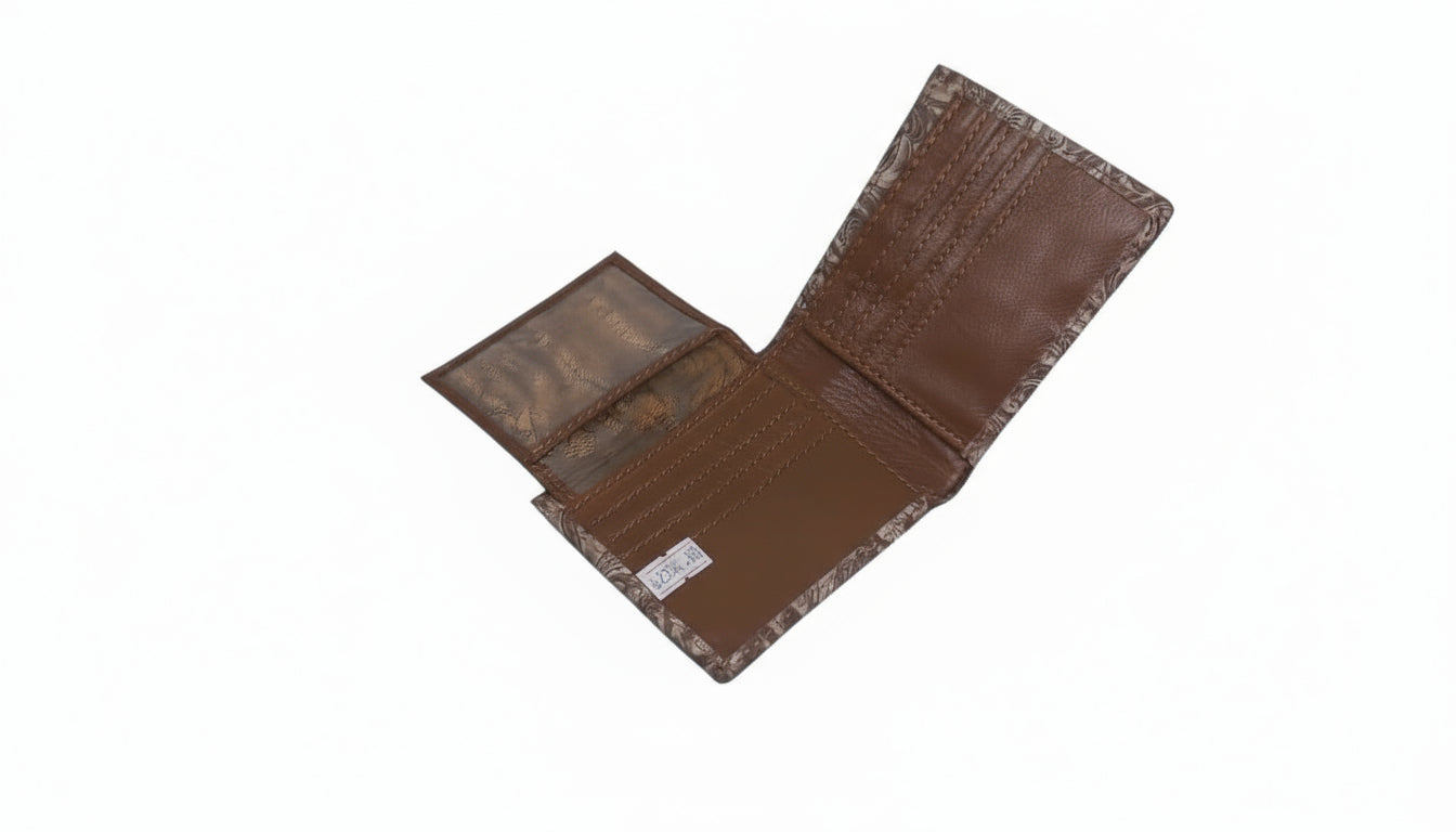 Floral embossed Leather bifold wallet