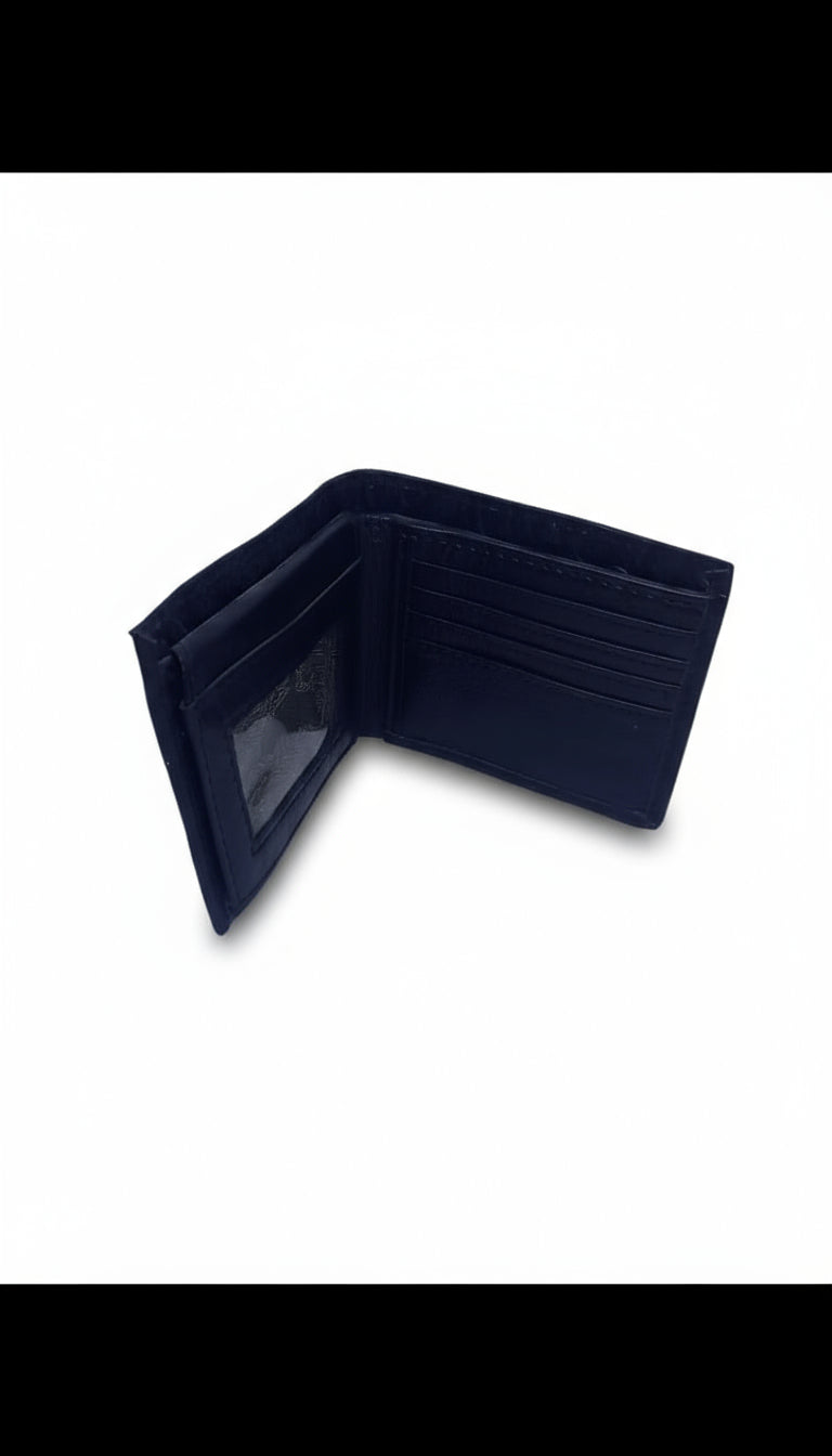 Black Embossed Leather bifold wallet