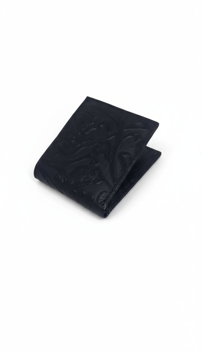 Black Embossed Leather bifold wallet