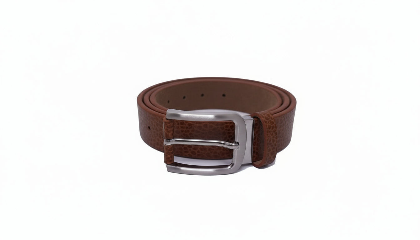 Brown Textured Leather Belt