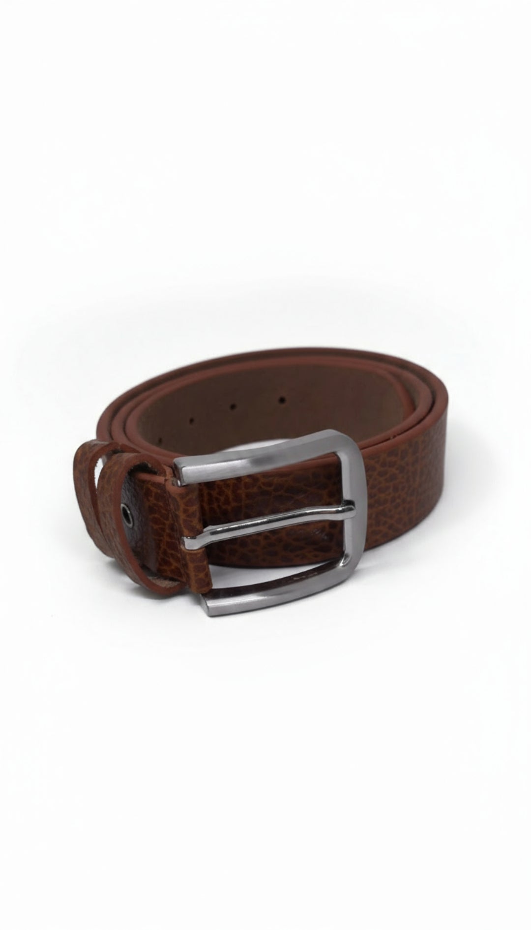 Brown Textured Leather Belt