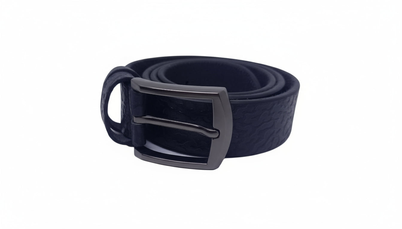 Balck Textured Leather Belt