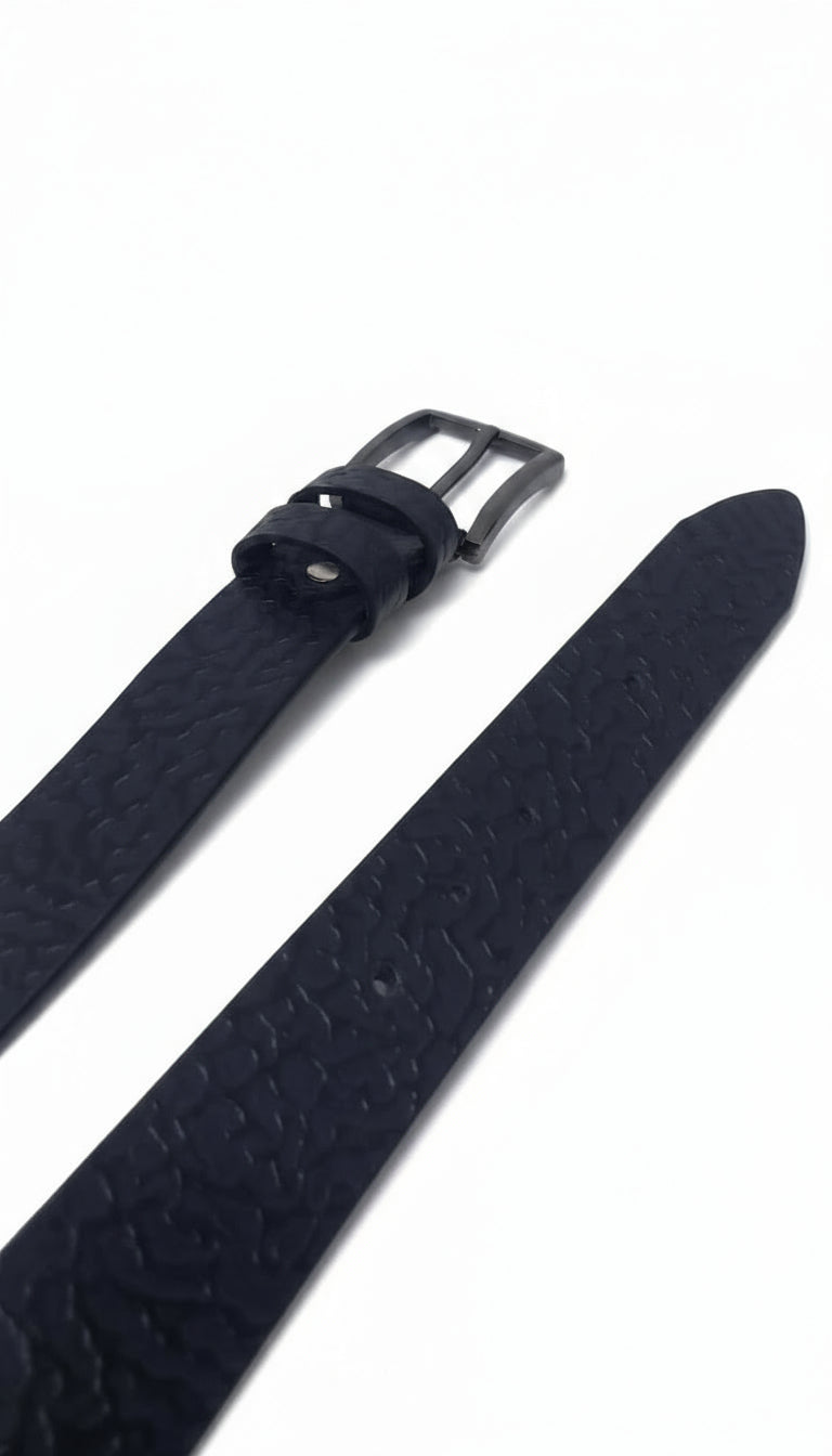 Balck Textured Leather Belt