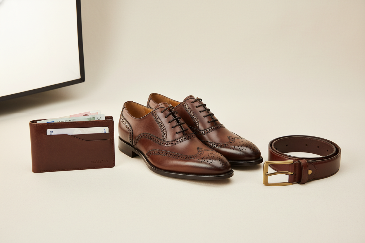 leather shoes belts wallets